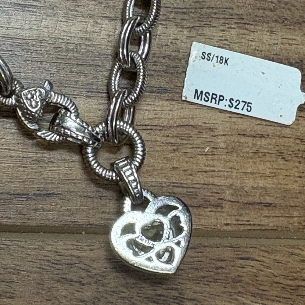 Judith Ripka Sterling Silver 18K Gold with yellow crystal stone heart bracelet - Picture 4 of 6